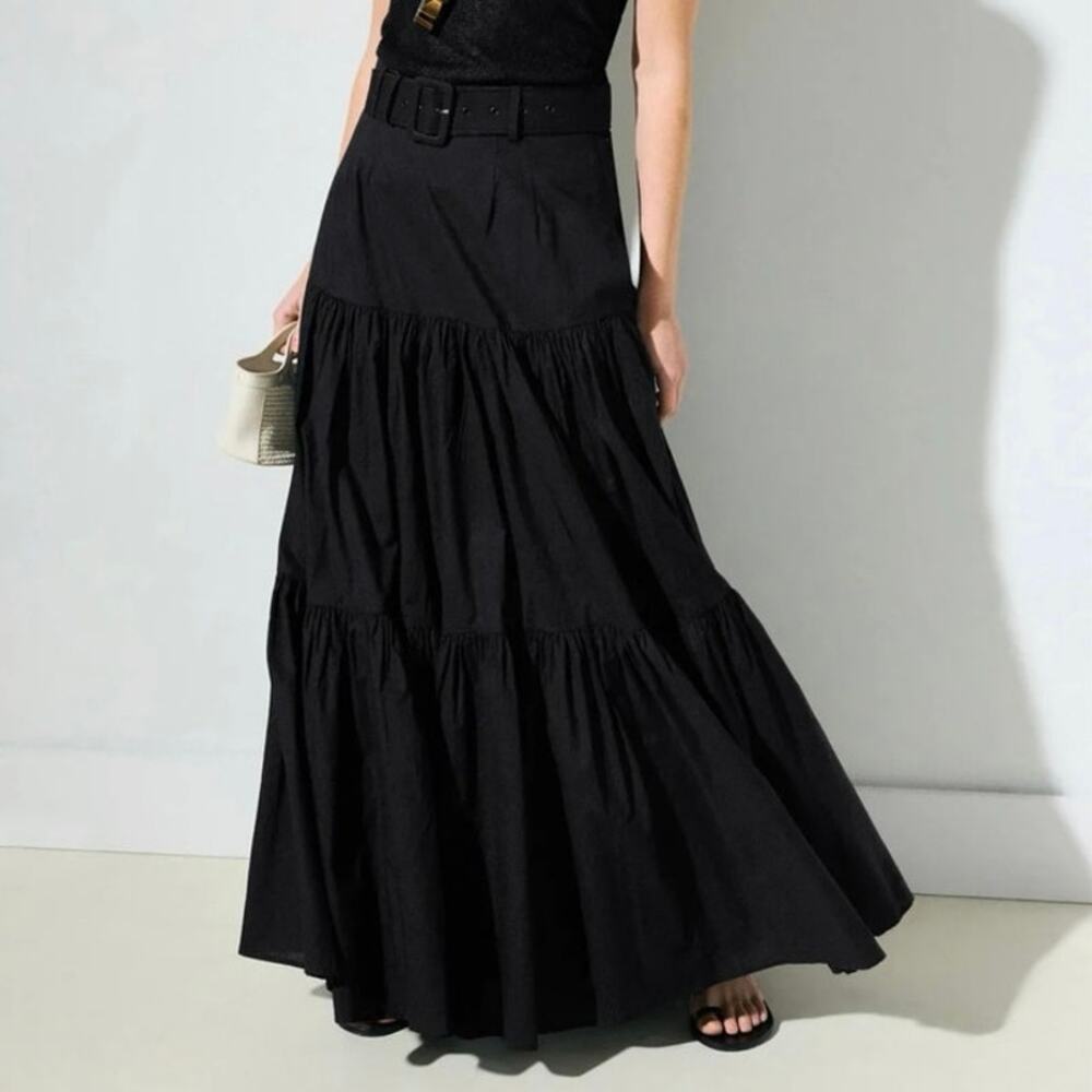 Hutch Teigan black tiered maxi Skirt XL